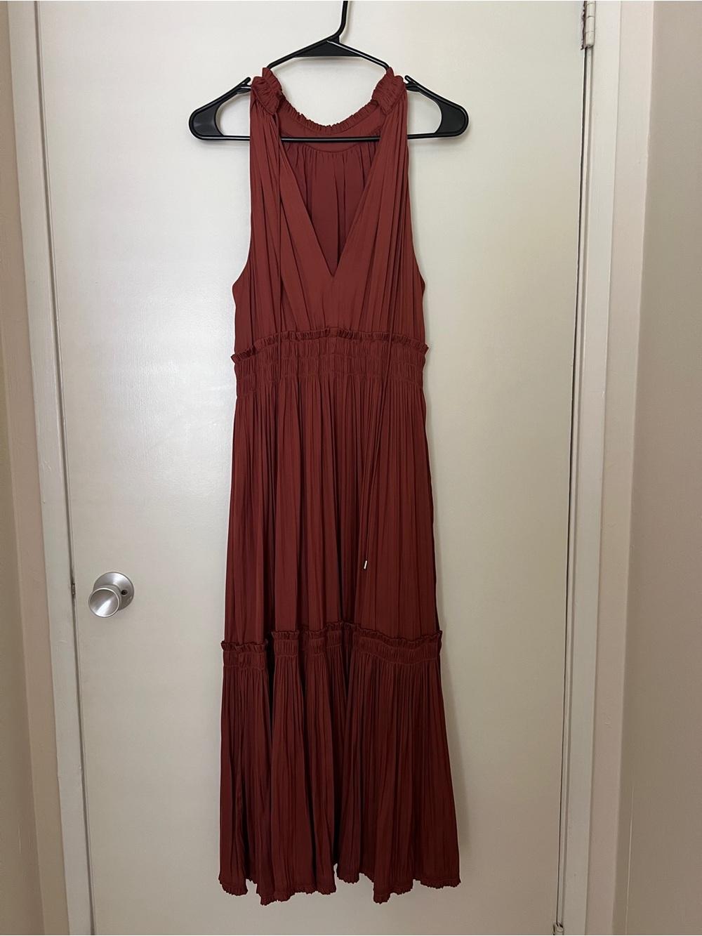 Anthropologie Women's Sleeveless V-Neck Maxi Dress in Rust